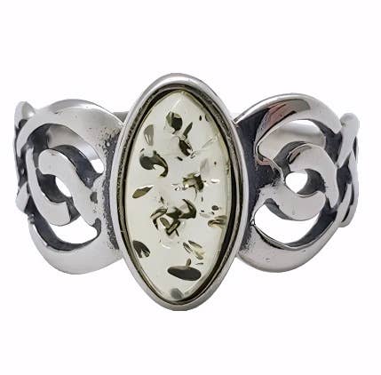 Citrine Amber Sterling Silver Celtic Ring