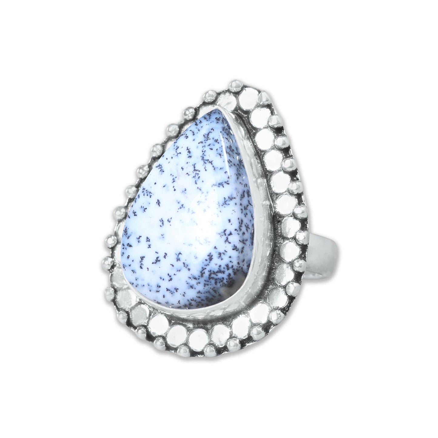 Dendrite Opal Ring ☆ Handmade, Silver-Plated (US Sizes 6–10)