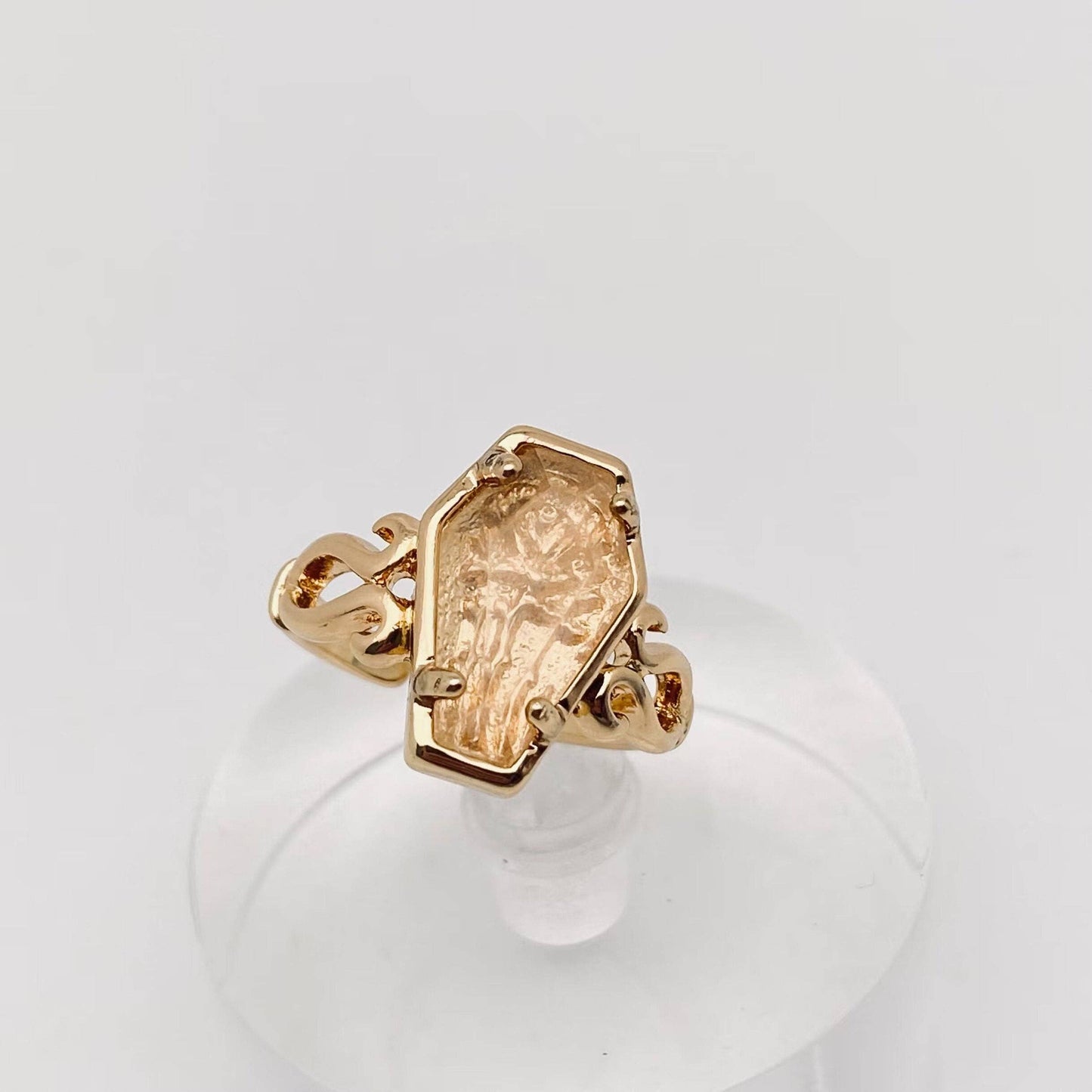 Rose In Coffin Gothic Style Opening Ring - GT