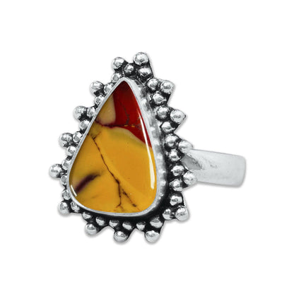 Mookaite Jasper Rings – Handmade, Silver-Plated ☆ Bold Earth Tones