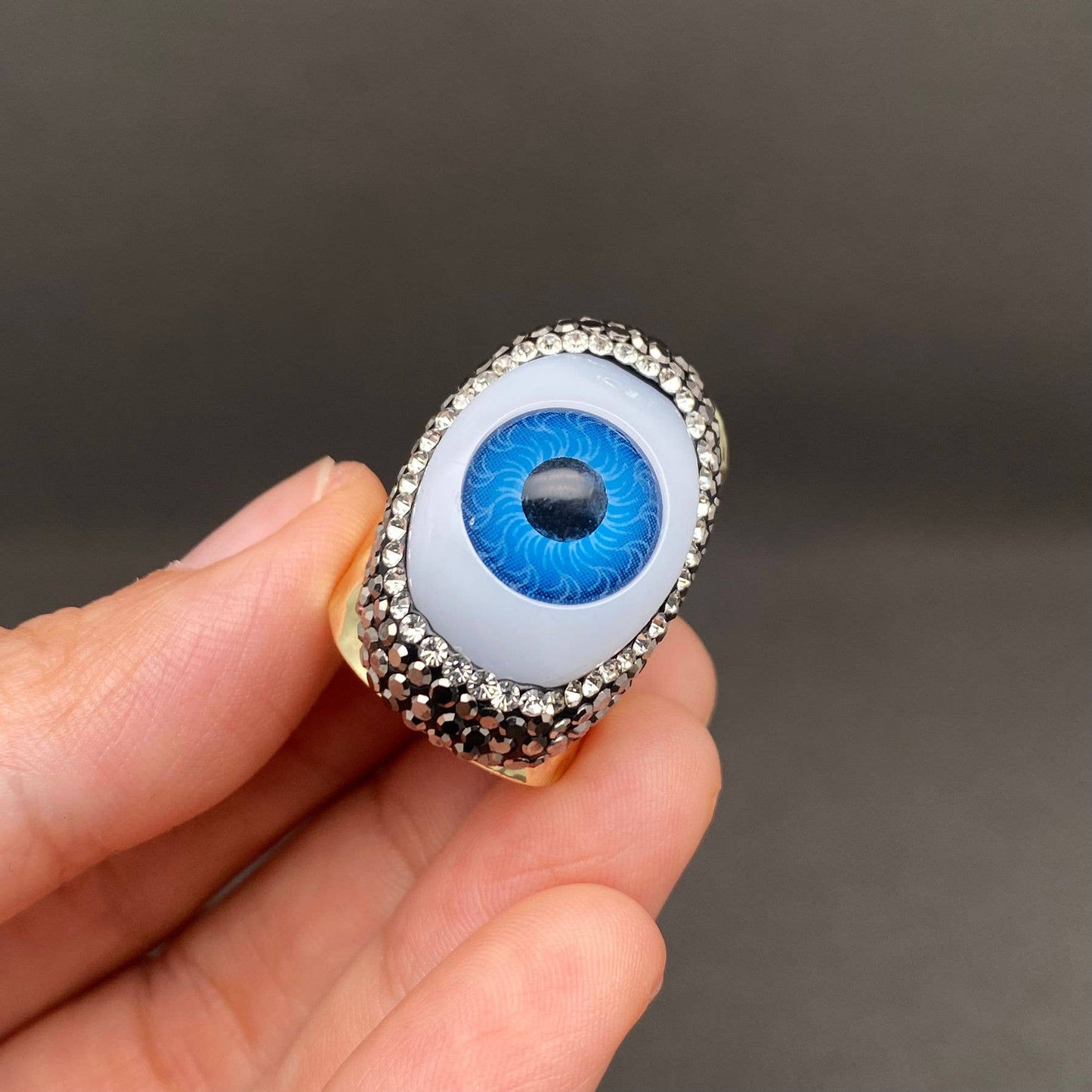 Swarovski Crystal Inlaid Evil Eye Ring