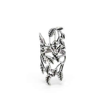 Handmade Interlocked Leaves Brass Ring☆945 Silver Plate