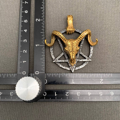 Baphomet Goat Skull Stainless Steel Pendant on Chain