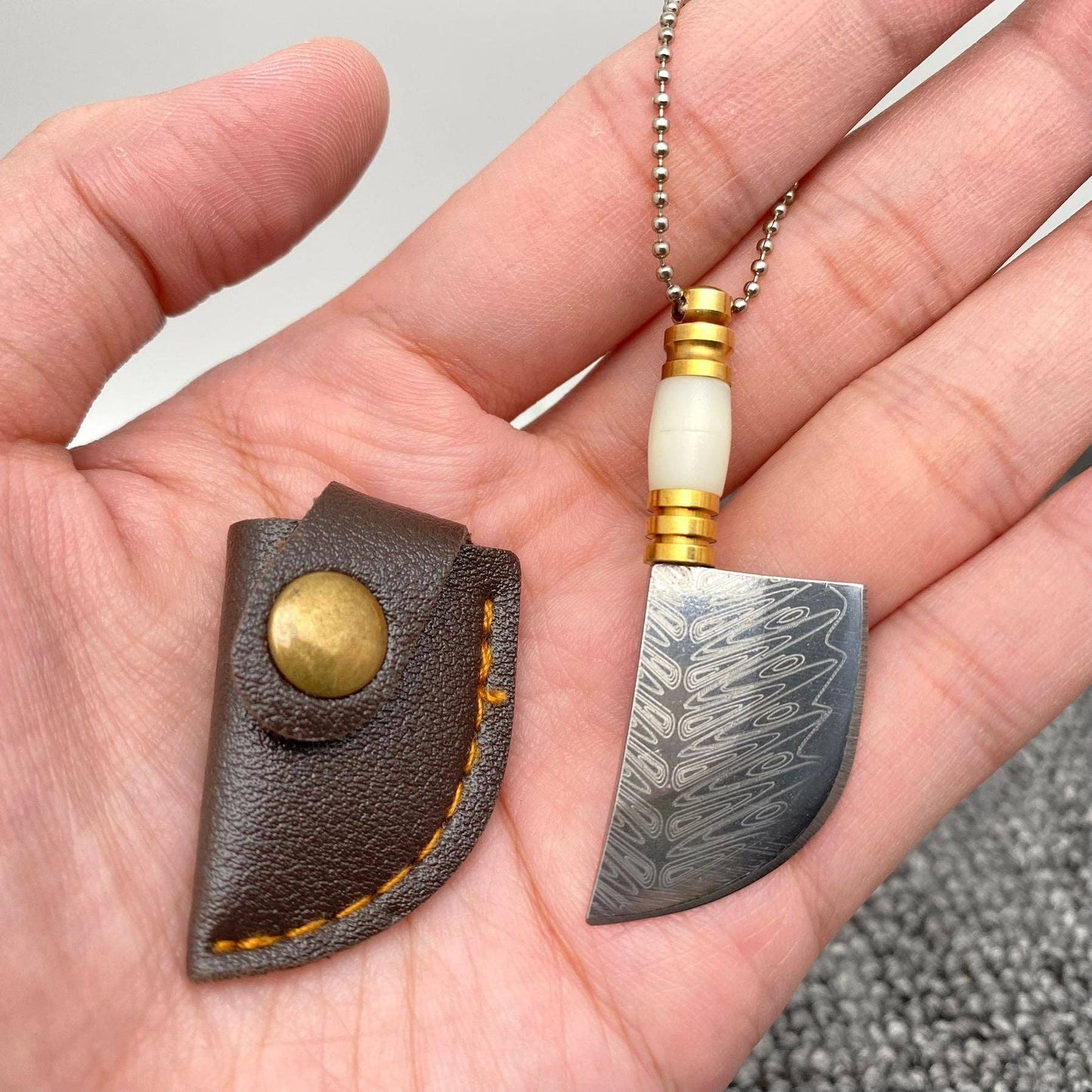 Laser Damascus Pattern Mini Portable Pocket Knife With Cover