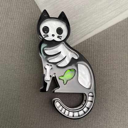 Skelecat Cat Brooch