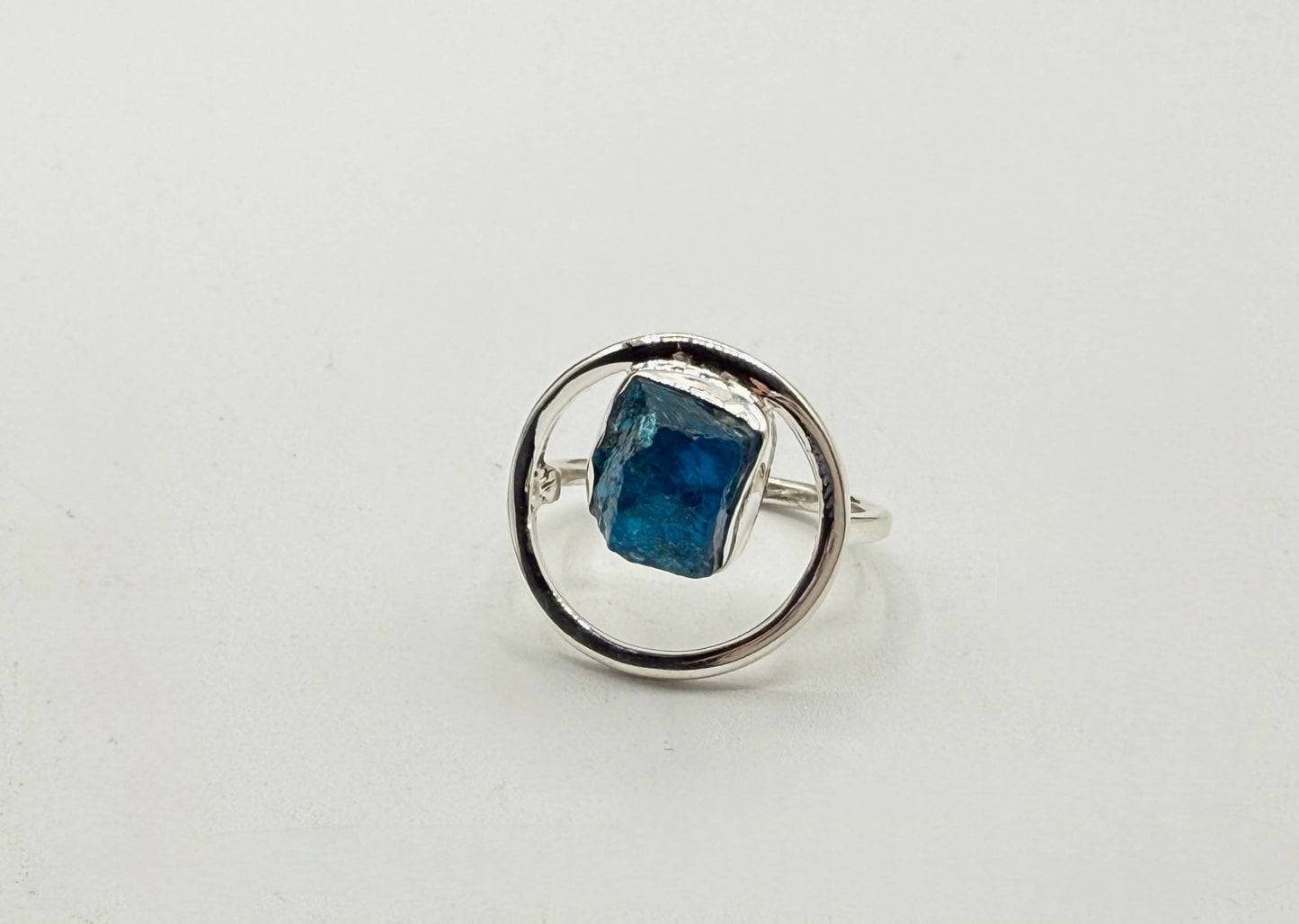 Blue Apatite Rough Gemstone 925/Sterling Silver Ring