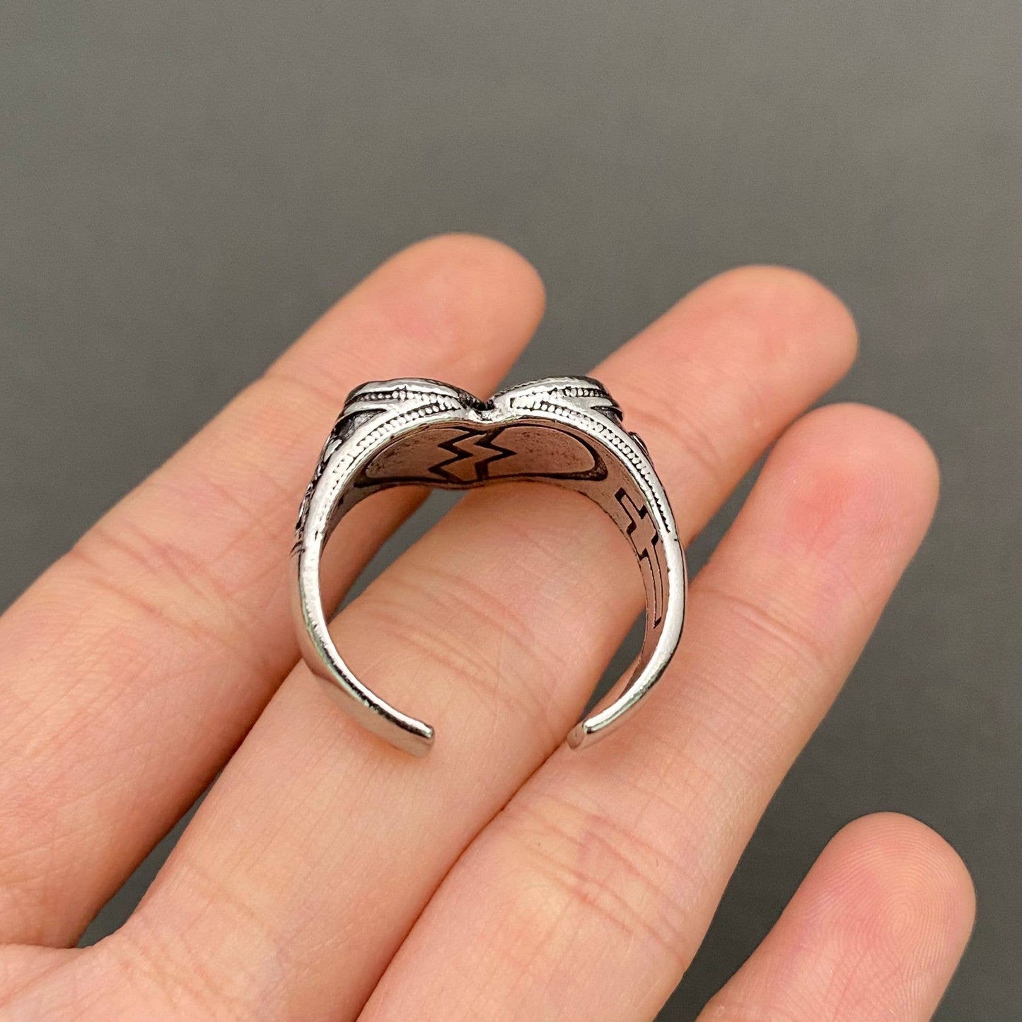 Angel & Devil Split Heart Adjustable Ring