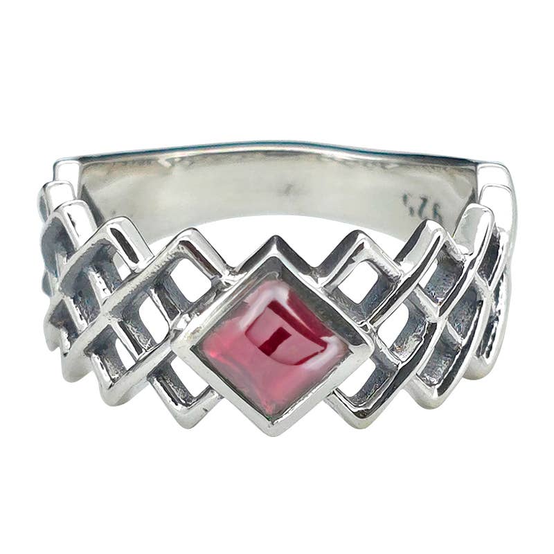 Faceted Garnet ☆ Twin Peaks Sterling Silver Ring