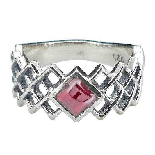 Faceted Garnet ☆ Twin Peaks Sterling Silver Ring