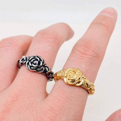 Stainless Steel Rose Ring