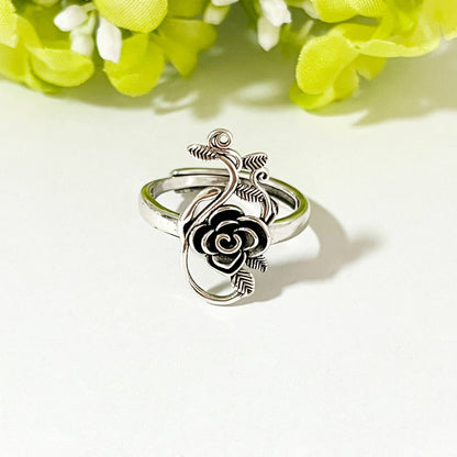 Vintage Hollow Rose Floral Adjustable Ring