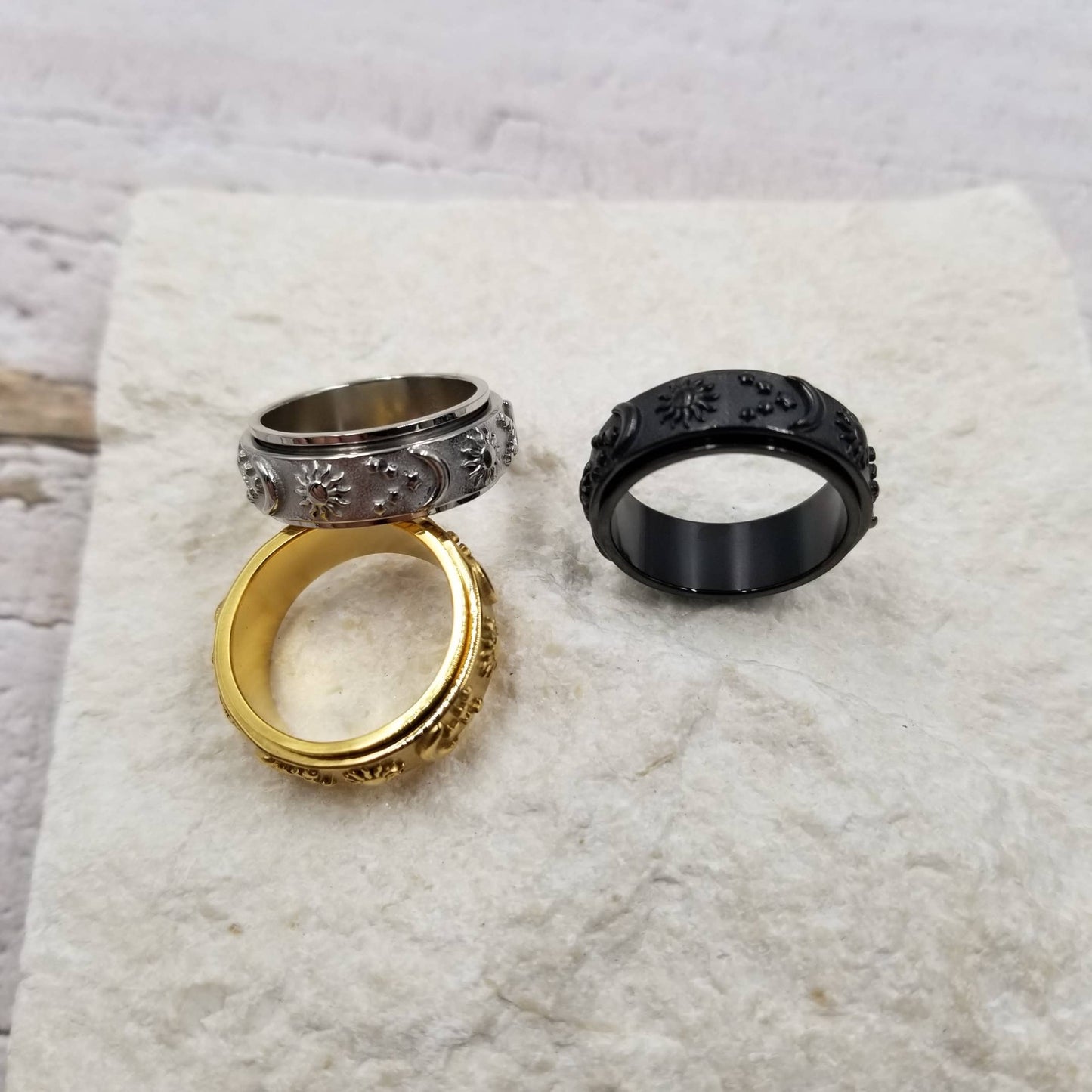 Sun, Moon & Star Rotatable Fidget Ring
