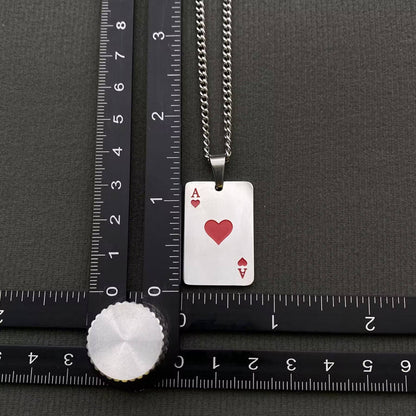 Poker Aces ♤ Stainless Steel Pendant Necklace