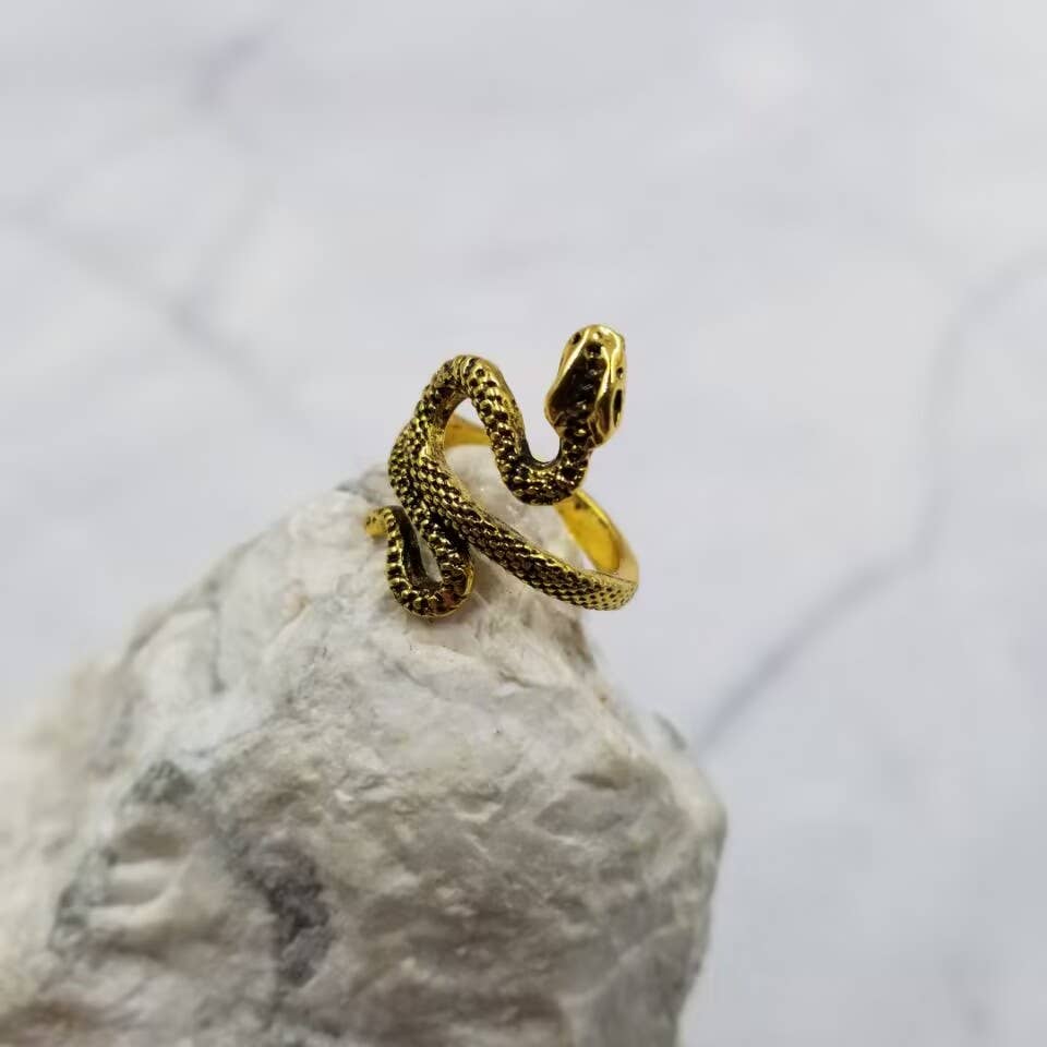 Hypoallergenic Stainless Steel 18 Gold Plate Snake Ring