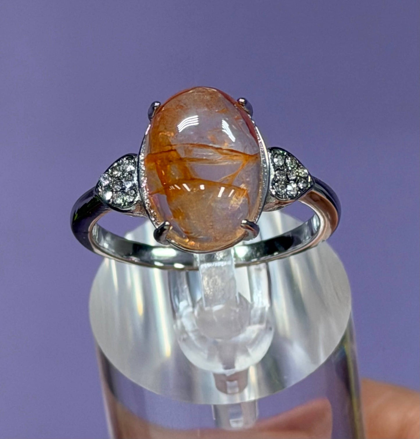 Natural Fire Quartz ☆Hematoid☆ Stainless Steel Ring