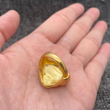 24K Gold Plated Yellow Evil Eye Ring 🧿 Vintage Style