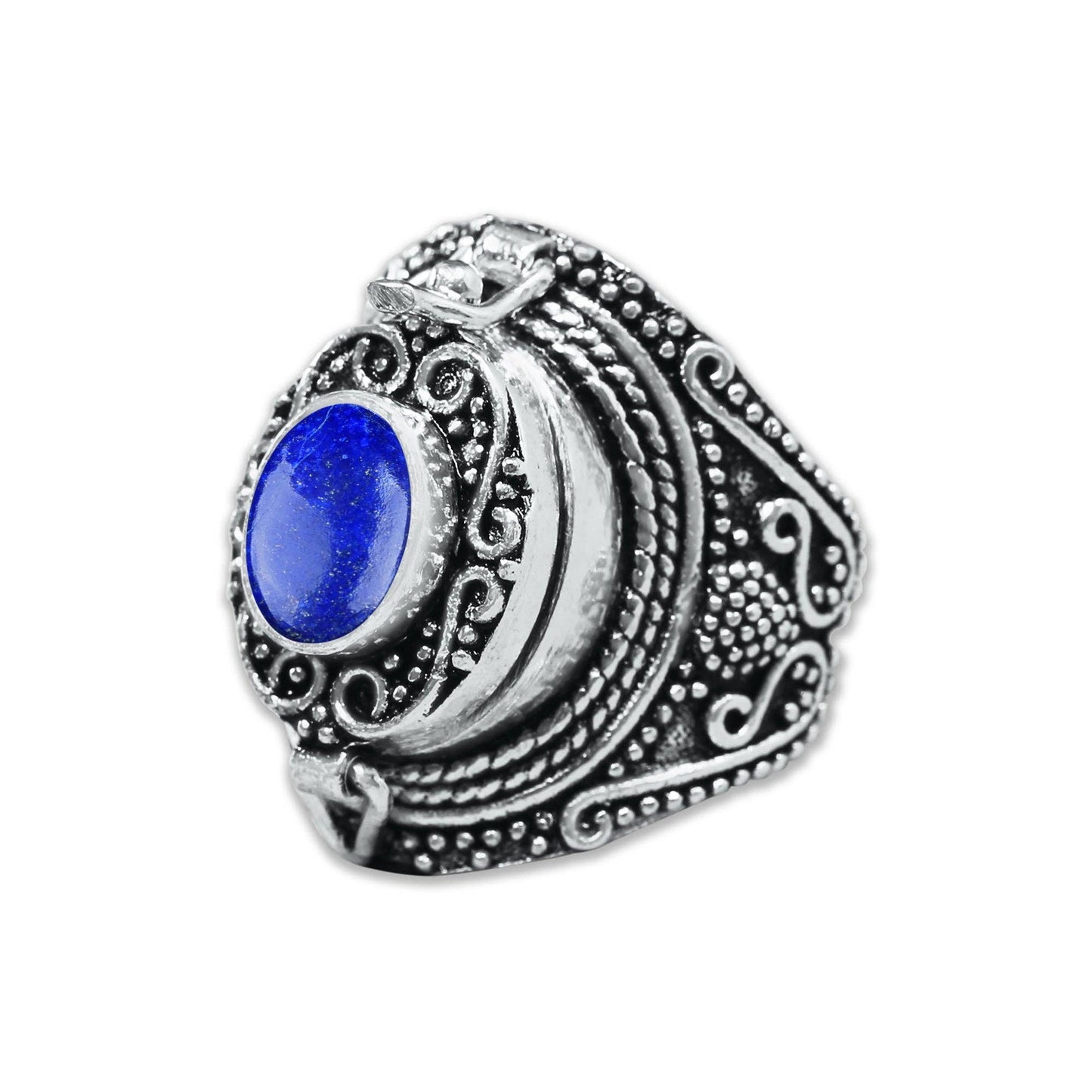 Handmade Silver-Plated Poison Rings with Semiprecious Gemstones