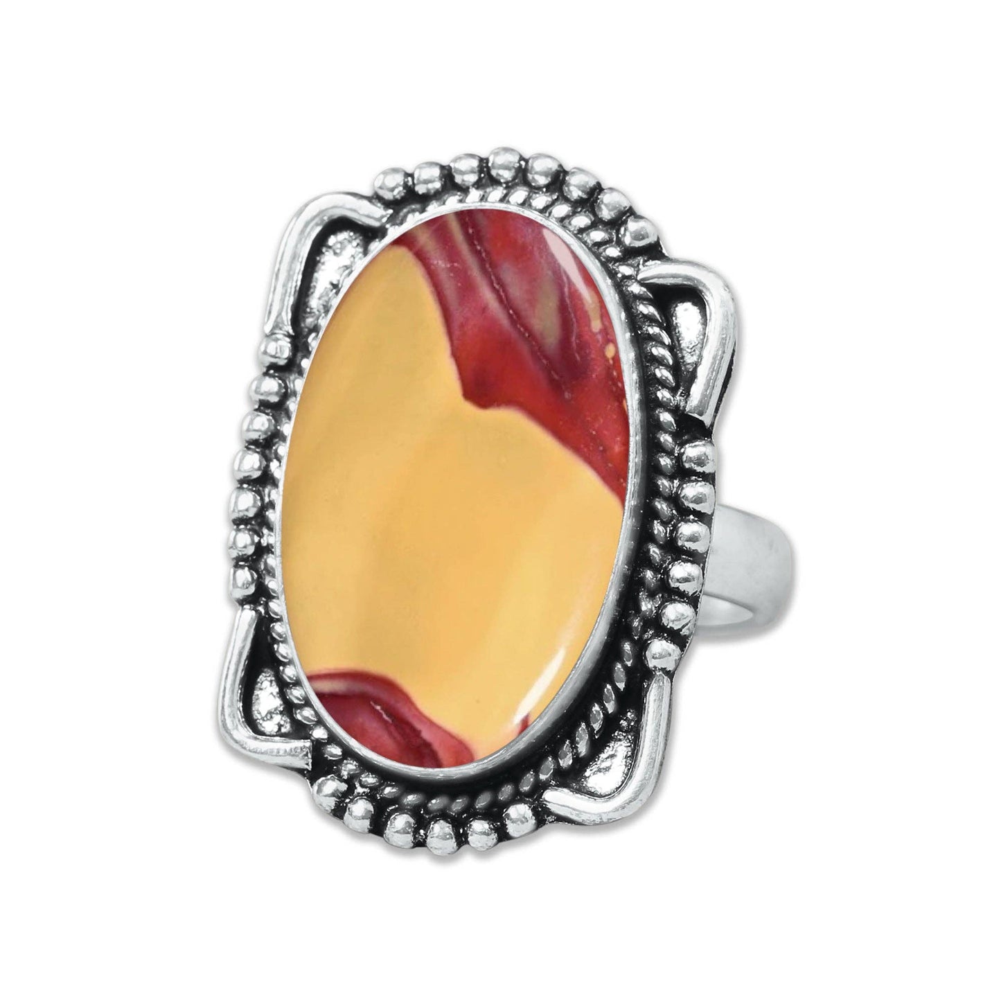 Mookaite Jasper Rings – Handmade, Silver-Plated ☆ Bold Earth Tones