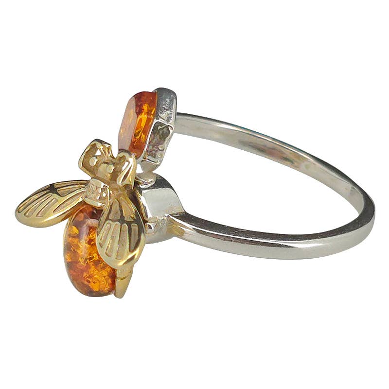 Spinner Adjustable Amber Bee Ring