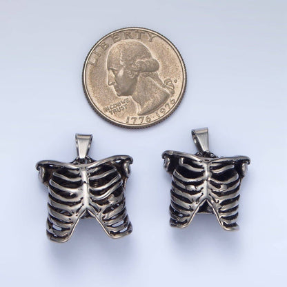 Stainless Steel Human Anatomy Rib Cage Pendant on Chain