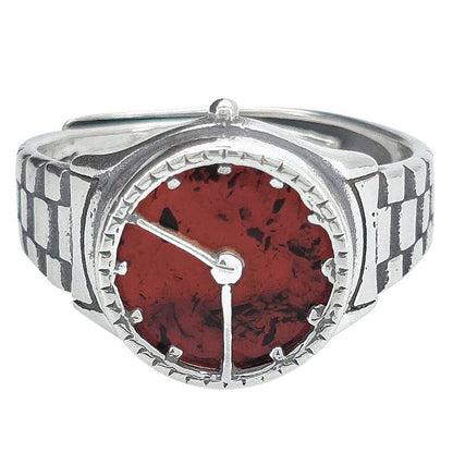 Cherry Amber Sterling Silver Watch Adjustable Ring
