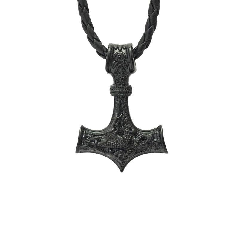 Viking Odin Triangle Knot Mjolnir Pendant Necklace