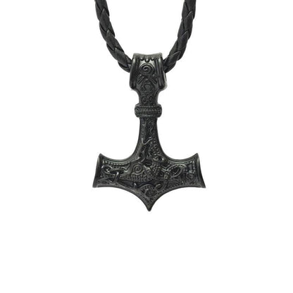 Viking Odin Triangle Knot Mjolnir Pendant Necklace