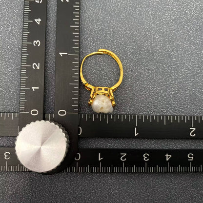 Gothic Freshwater Pearl Carved Skull Adjustable Ring