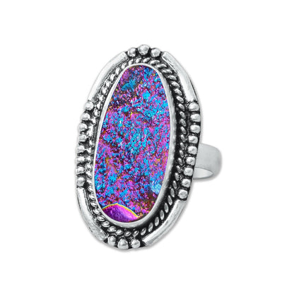 Titanium Druzy Rings – Handmade & Silver-Plated ☆ Sizes 6-10