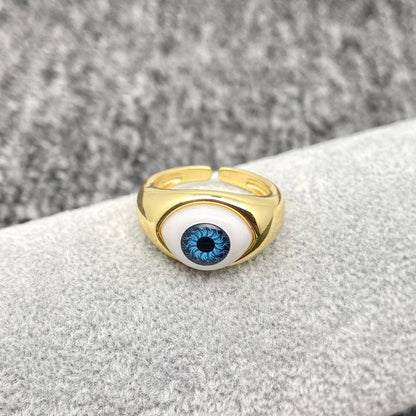 Brown Evil Eye 👁 Gold Plated Ring