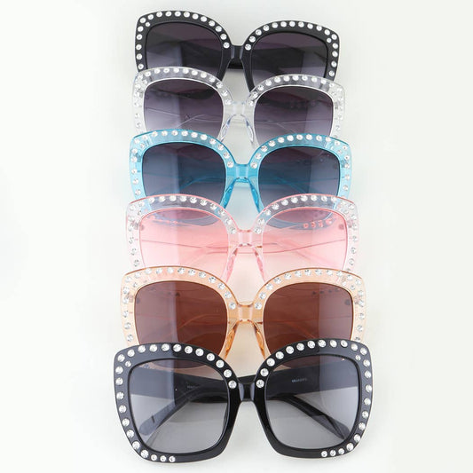 Glam Rhinestone Oversized Retro Cateye Sunglasses