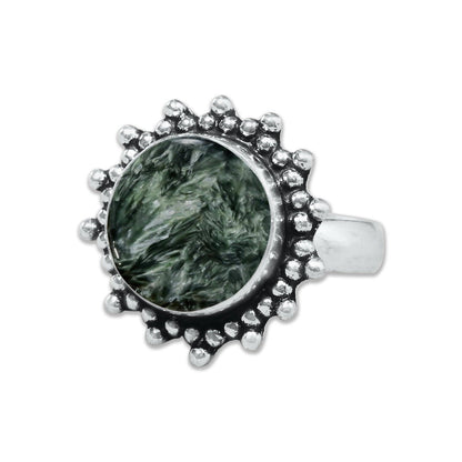 Seraphinite Rings – Handmade, Silver-Plated ☆ Angelic Green Gemstone