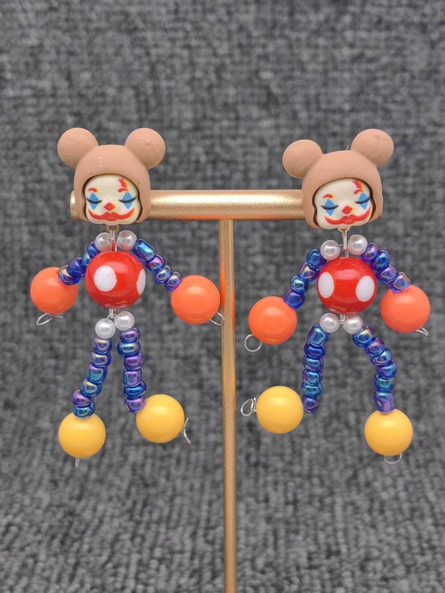 YK - Circus Style Funny Resin Clown Post Earrings