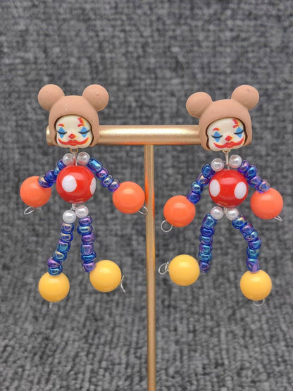 YK - Circus Style Funny Resin Clown Post Earrings