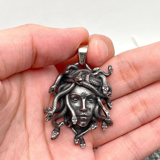 Medusa Stainless Steel Charm on Chain Necklace
