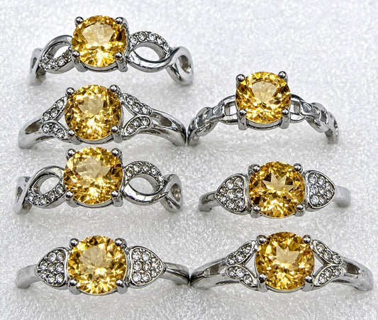 Faceted Citrine Stainless Steel Ring