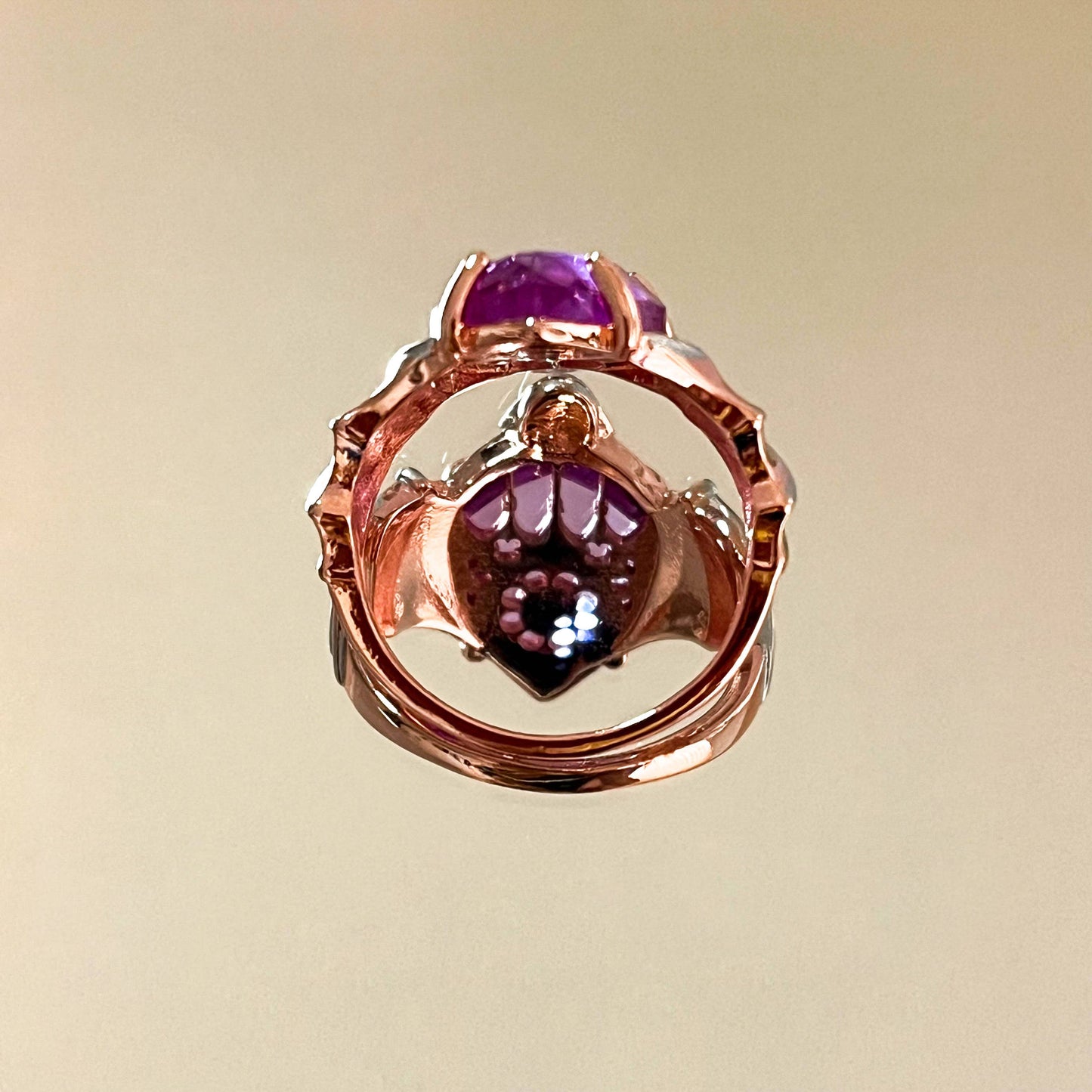 Creative Bat Ring with Purple Diamond, Fashion Statement Jew