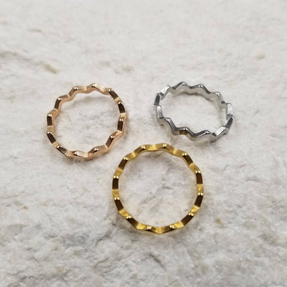 Triple Stacked Wave Ring