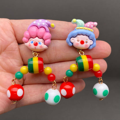 Colorful Clown Post Earrings