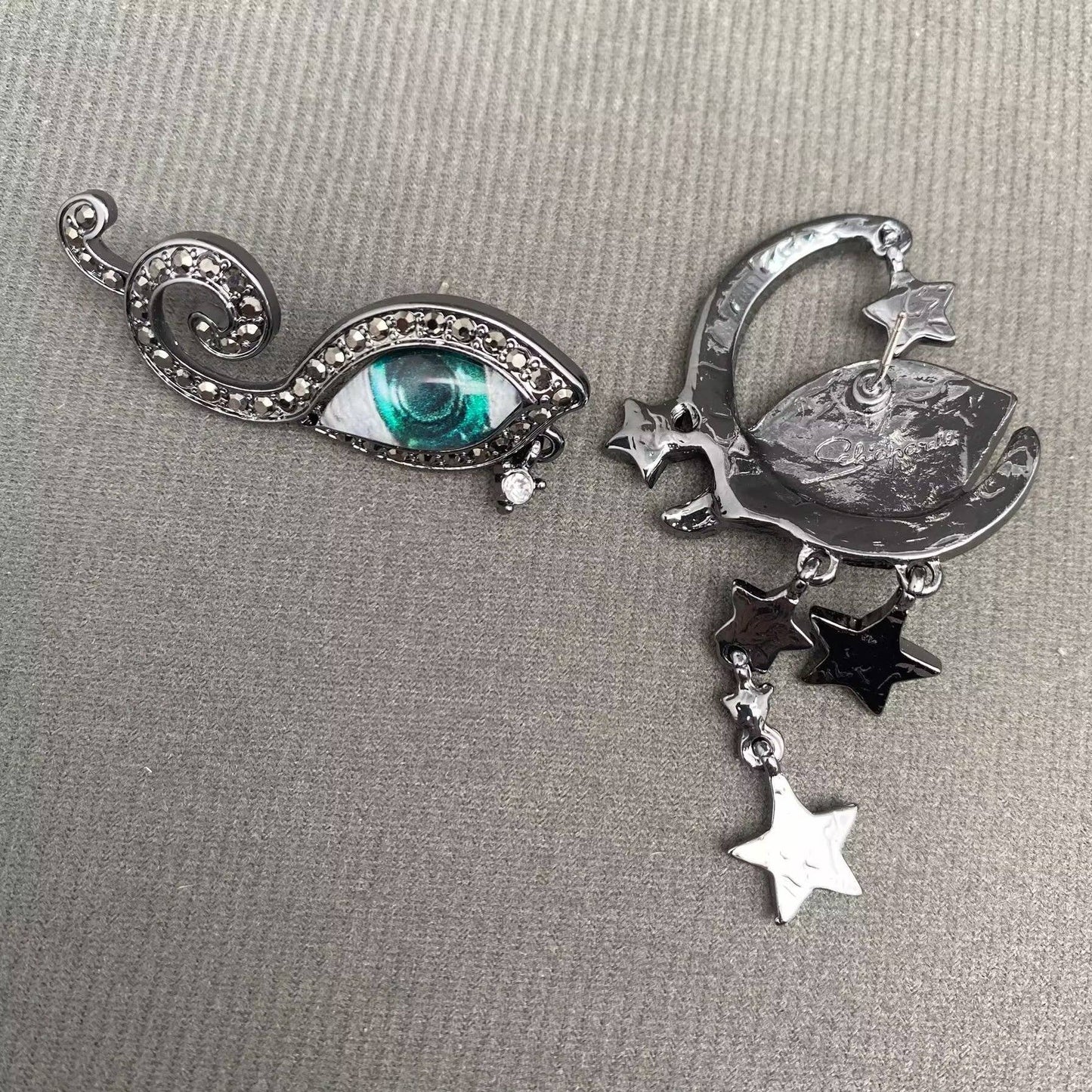 Vintage Style Rhinestone Inlaid Evil Eye Post Earrings