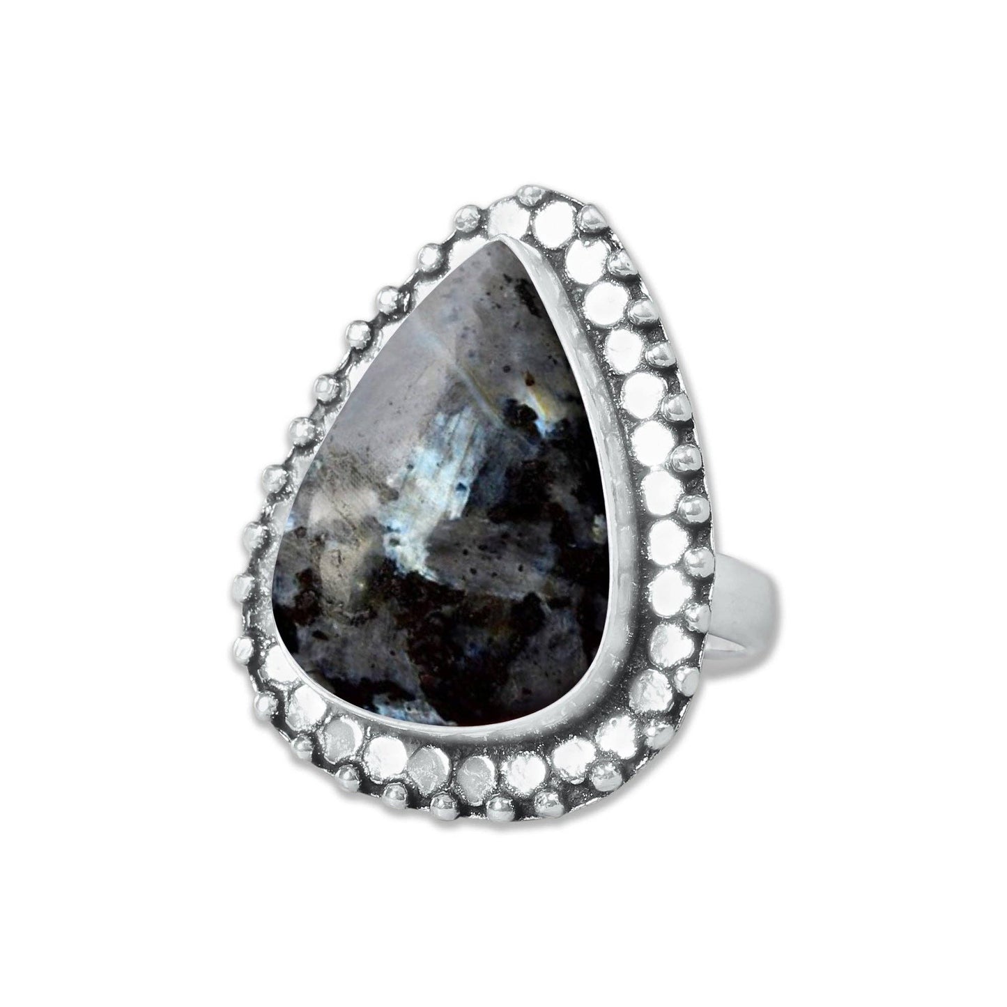 Larvikite Rings ☆ Norwegian Moonstone ☆ Handmade, Silver-Plated