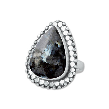 Larvikite Rings ☆ Norwegian Moonstone ☆ Handmade, Silver-Plated