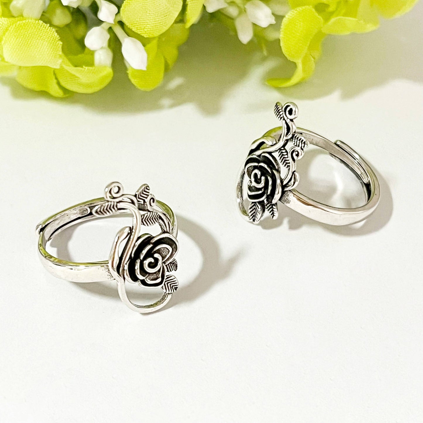 Vintage Hollow Rose Floral Adjustable Ring