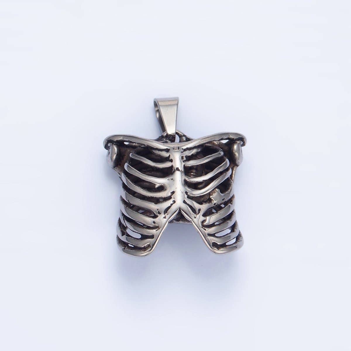 Stainless Steel Human Anatomy Rib Cage Pendant on Chain