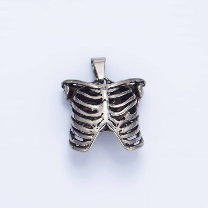 Stainless Steel Human Anatomy Rib Cage Pendant on Chain