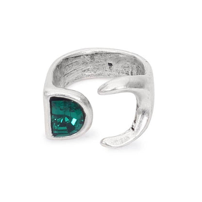 Handmade Green Moon Swarovski Crystal 945 Silver Plate Ring