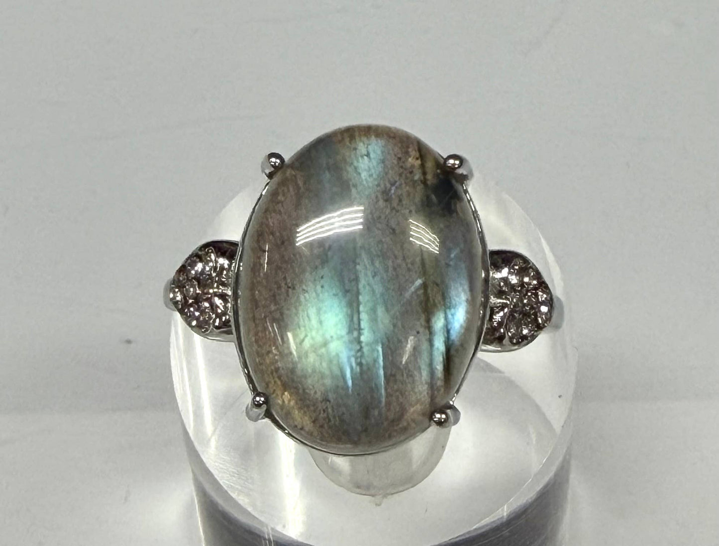 Natural Labradorite Stainless Steel Rings
