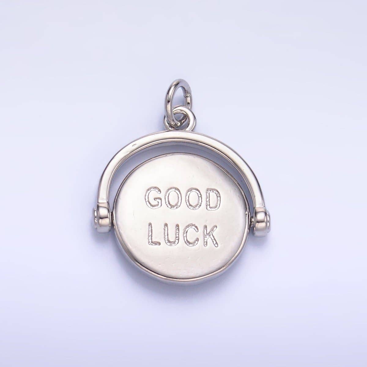 24K Gold Filled Double Sided "Good Luck / Try Again" Coin Charm on Chain in Gold or Silver