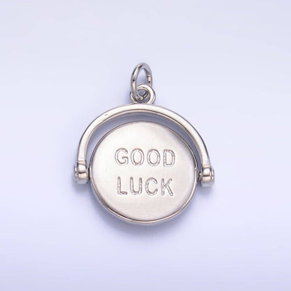 24K Gold Filled Double Sided "Good Luck / Try Again" Coin Charm on Chain in Gold or Silver