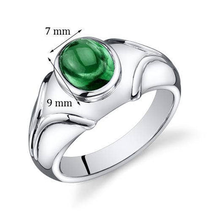 Men's 2.5 cts Emerald Sterling Silver Ring Size 12